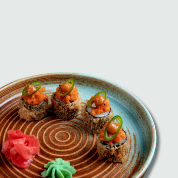 65. SAKE MINI CRISPY (ON TOP SPICY LACH)